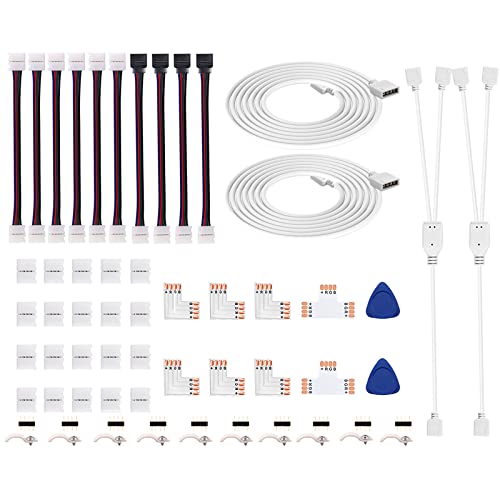 iCreating LED Strip Connectors 4 Pin, RGB LED Light Connectors Kit Includes 5050 LED Connectors L Shape 4Pin 10mm LED Light Strip Connectors for 10mm Wide 4-pin RGB LED Strip Lights - Image 1