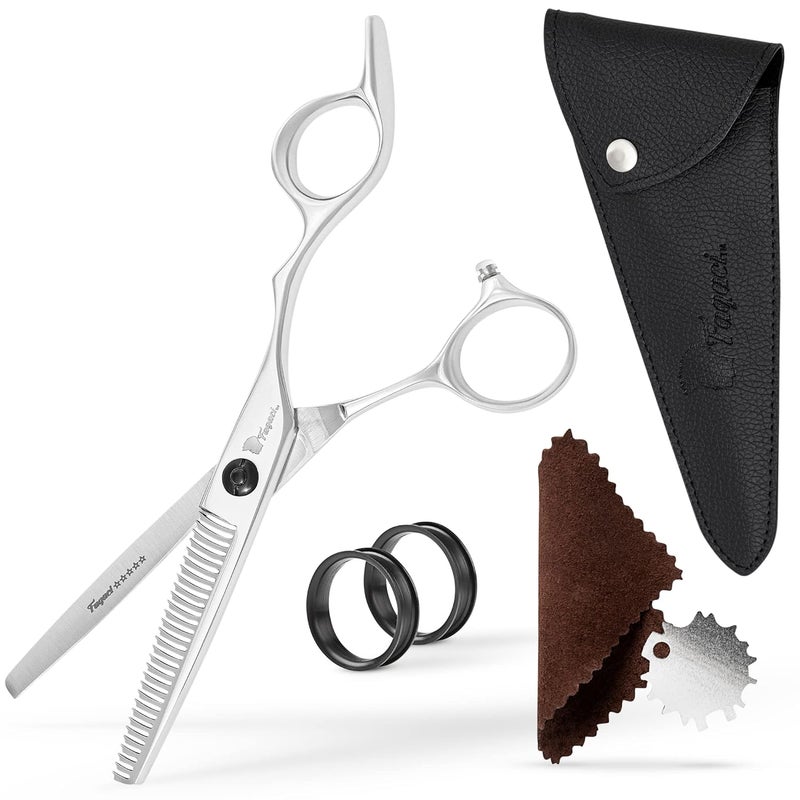 Fagaci Thinning Shears 6 Inch with Extremely Sharp Blades Professional Hair Thinning Scissors Durable Smooth Motion  Fine Cut Thinning Scissors with Sheath Cleaning Leather KeyRings