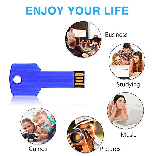 RAOYI 10 Pack 16GB USB Flash Drive USB 2.0 Metal Key Shape Memory Stick Thumb Drive Pen Drive-Blue - Image 3