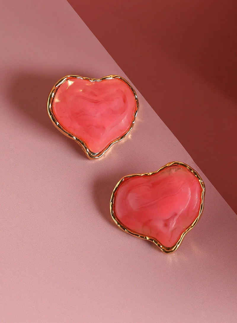 SOHI Heart Shaped Stones Artificial Stud Earring Jewellery