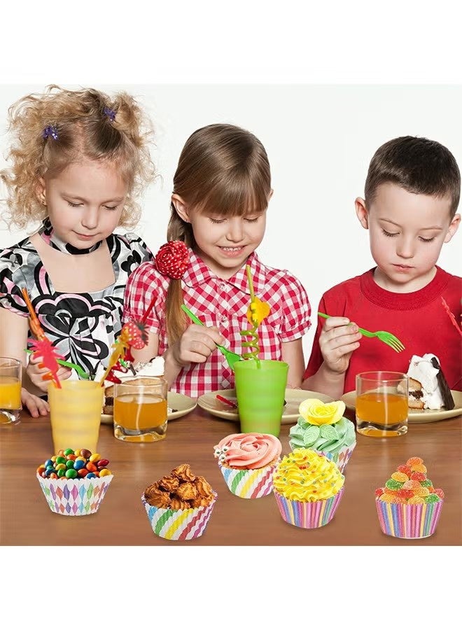 واي جيه 300pcs قضايا الكب كيك الملونة أكواب الخبز الورقية، قضايا الكعك للخبز -قضايا كعك الكعك المغلفة بطانات الكعك، ديكور الكب كيك Supplies for Holiday, Boys Girls Birthday, Wedding, Hen Party - Image 5