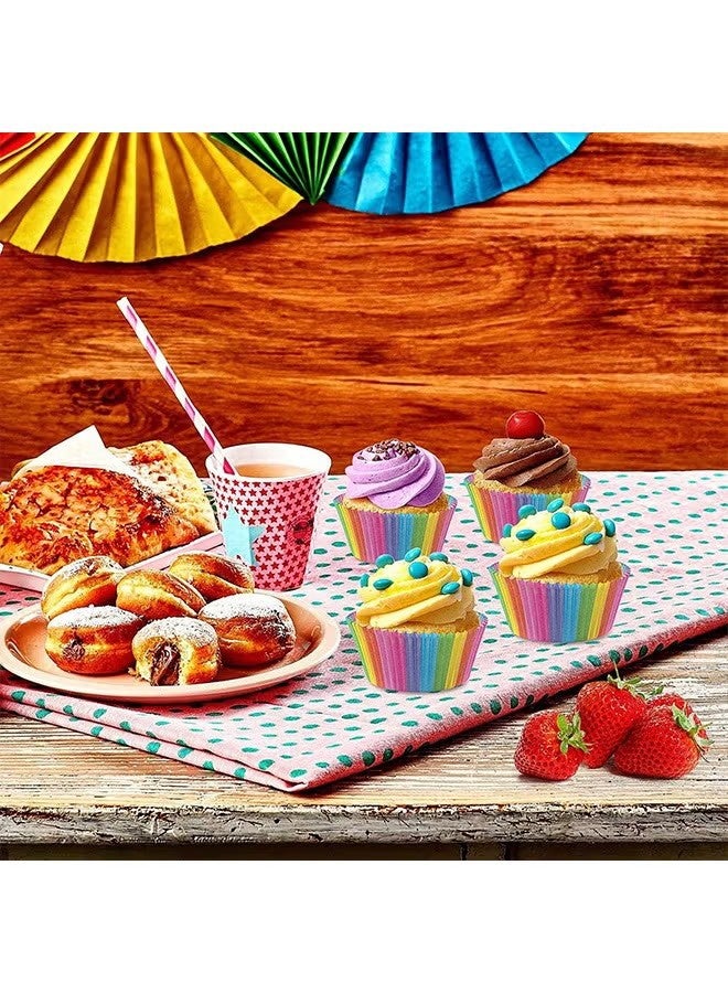 واي جيه 300pcs قضايا الكب كيك الملونة أكواب الخبز الورقية، قضايا الكعك للخبز -قضايا كعك الكعك المغلفة بطانات الكعك، ديكور الكب كيك Supplies for Holiday, Boys Girls Birthday, Wedding, Hen Party - Image 4