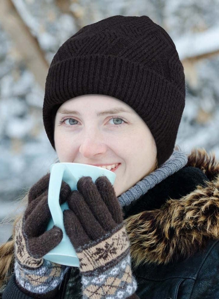 KASTWAVE Women Winter Beanie | Adult Womens Bun and Pony Tail Hair Knit Cap |Pom Ponytail Hair Hat with Hole and Fleece Lining Hat Unisex - Image 5