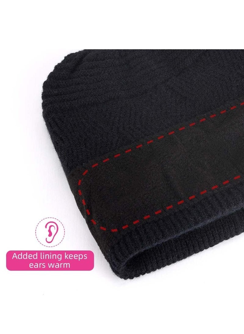 KASTWAVE Women Winter Beanie | Adult Womens Bun and Pony Tail Hair Knit Cap |Pom Ponytail Hair Hat with Hole and Fleece Lining Hat Unisex - Image 2