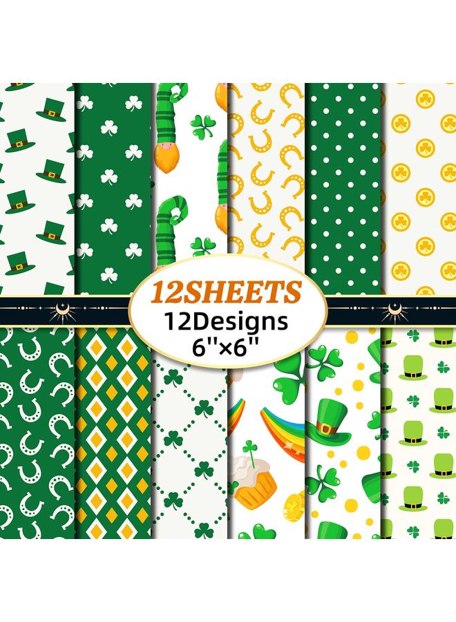 Bluejw 12 Sheets/bag Round Dot St. Patrick's Material Paper Handbook Cut Diy Handmade Packaging Holiday Material Paper - Image 2