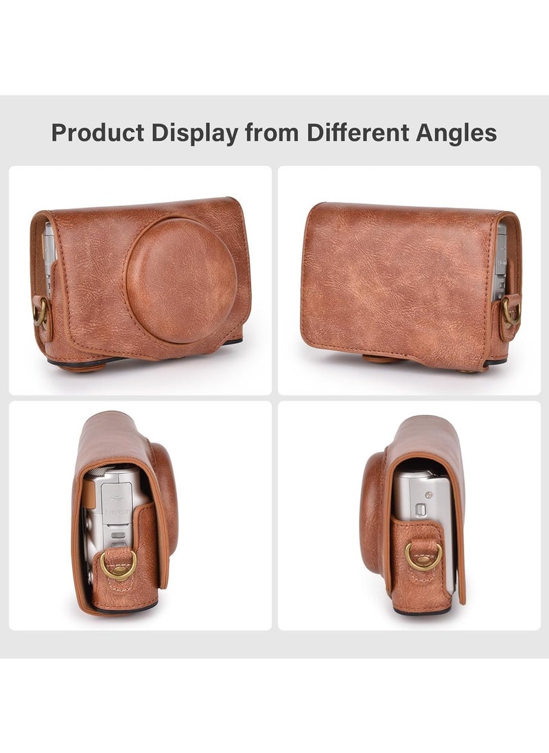 جنرال حقيبة كاميرا لكاميرات Canon PowerShot SX720 HS، SX730، و SX740 HS، حقيبة PU ليدر ناعمة مع حزام كتف قابل للتعديل، حقيبة كاميرا مصغرة رمادية قديمة  - Image 3