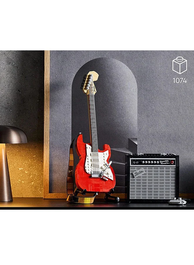 LEGO Ideas Fender® Stratocaster™ 21329 Building Kit; Cool Gift Idea for Music Lovers, Featuring a Buildable Display Model of a Fender® Stratocaster™ Guitar and 65 Princeton® Reverb Amplifier (1,074 Pieces) 18+