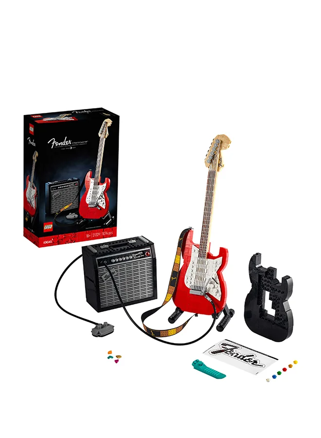 LEGO Ideas Fender® Stratocaster™ 21329 Building Kit; Cool Gift Idea for Music Lovers, Featuring a Buildable Display Model of a Fender® Stratocaster™ Guitar and 65 Princeton® Reverb Amplifier (1,074 Pieces) 18+