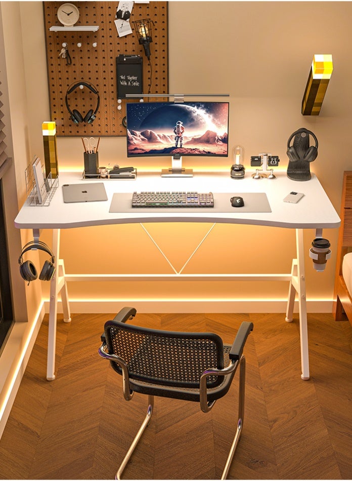 طاوله مكتب طاولة كمبيوتر سطح المكتب سطح المكتب الألياف الكربونية مع ثقوب كابل 2 ، طاولة مكتب مع سماعة رأس كوب هوك الأسود - Image 2