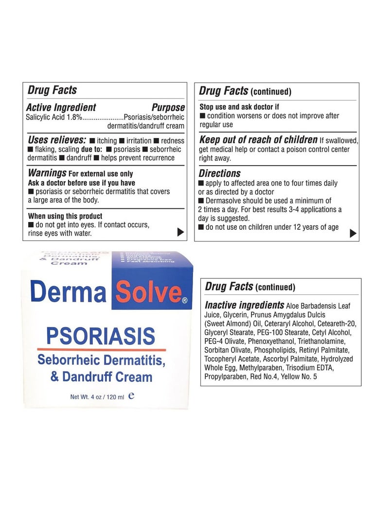 Dermasolve Psoriasis And Seborrheic Dermatitis Treatment Cream Provides Intense Relief 4.0 oz - Image 2