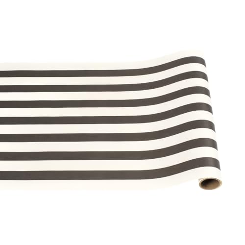 Hester & Cook Black and White Striped Paper Table Runner - 25' Long x 20" Wide - Image 1