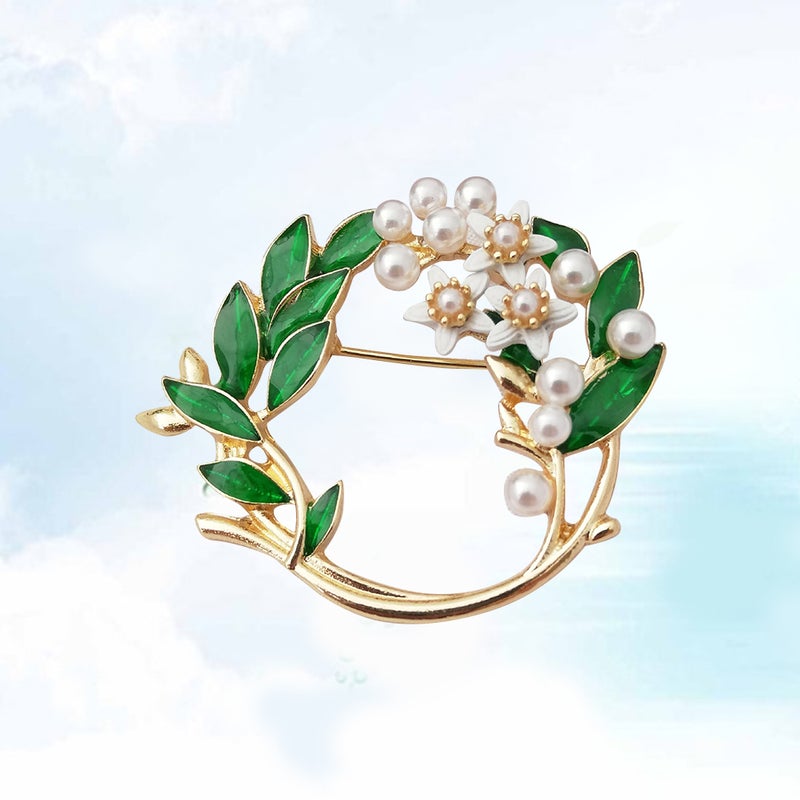 Flower Brooch Lapel Pin Corsage Breastpin Alloy Jewelry Costume Accessories Gift for Women (Garland) - Image 1