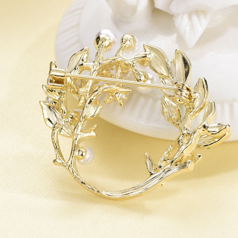 Flower Brooch Lapel Pin Corsage Breastpin Alloy Jewelry Costume Accessories Gift for Women (Garland) - Image 2