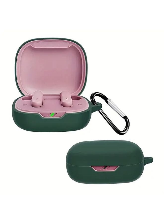 Wireless Earbuds Case Durable Protective Cover With Hook Green Color Charging Port Storage - Image 2