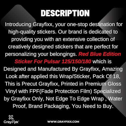 Grayfixx Red Blue Edition Sticker for Pulsar 125/150/180 | Printed in Premium Gloss Vinly with FPF(Fade Protection Film), Water Proof, Precut Sticker, Pack of 1 for Both Side - Image 4