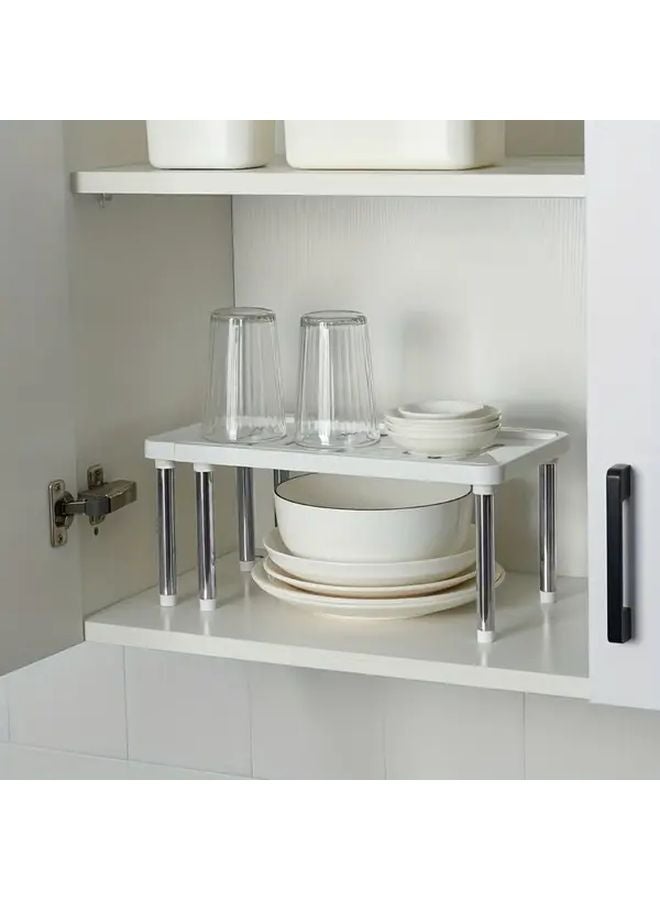 Grey Adjustable Metal Kitchen Storage Rack Expandable Two Tier Organizer - Image 2