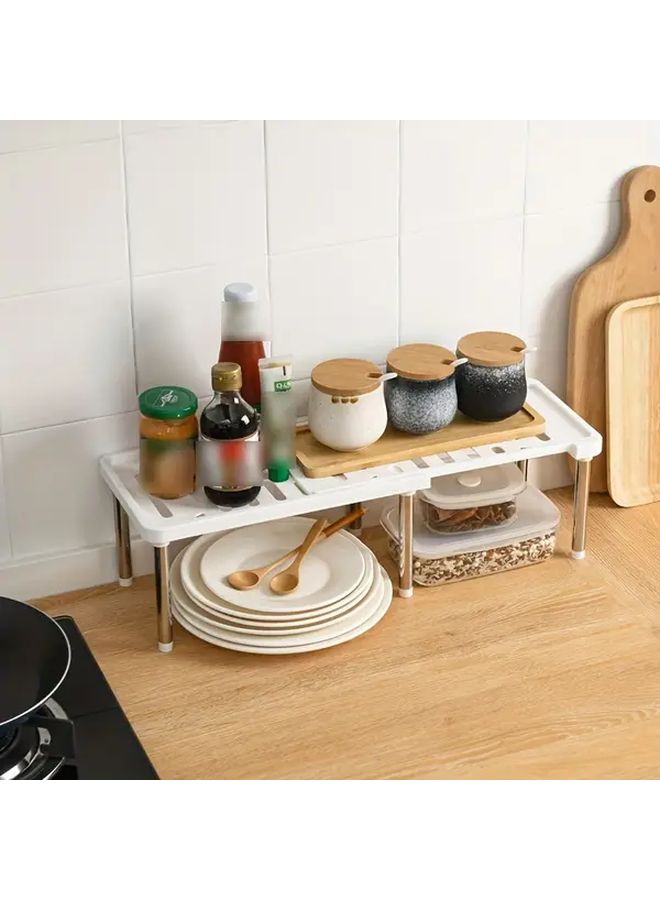 Grey Adjustable Metal Kitchen Storage Rack Expandable Two Tier Organizer - Image 5