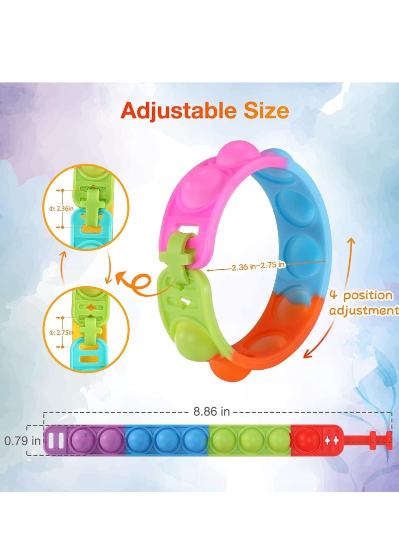 DURKU 30 Pcs Pop Bracelet Bubble Fidget Toys, Colorful Pop It Bracelets, Sensory Stress Relief, Silicone Sensory Fidget Toy Bracelets for Toddlers - Washable and Reusable - Image 2
