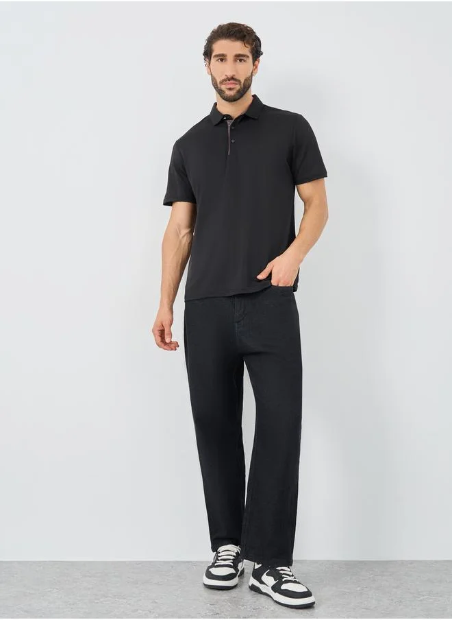 ستايلي Styli Contrast Placket Regular Fit Polo T-Shirt