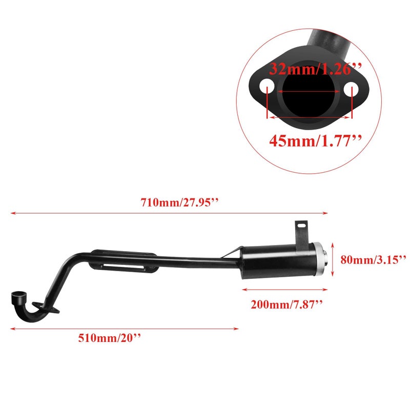 PRO BAT Exhaust Pipe+ Muffler System 50cc 70cc 90cc 110cc Falcon Bull Style Quad Dirt Bike ATV Buggy - Image 2