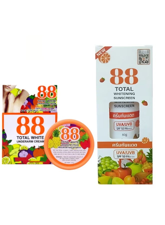 توتال وايت 88 واقي الشمس عامل 50 حماية من أشعة الشمس 80 جرام & كريم تحت الإبط