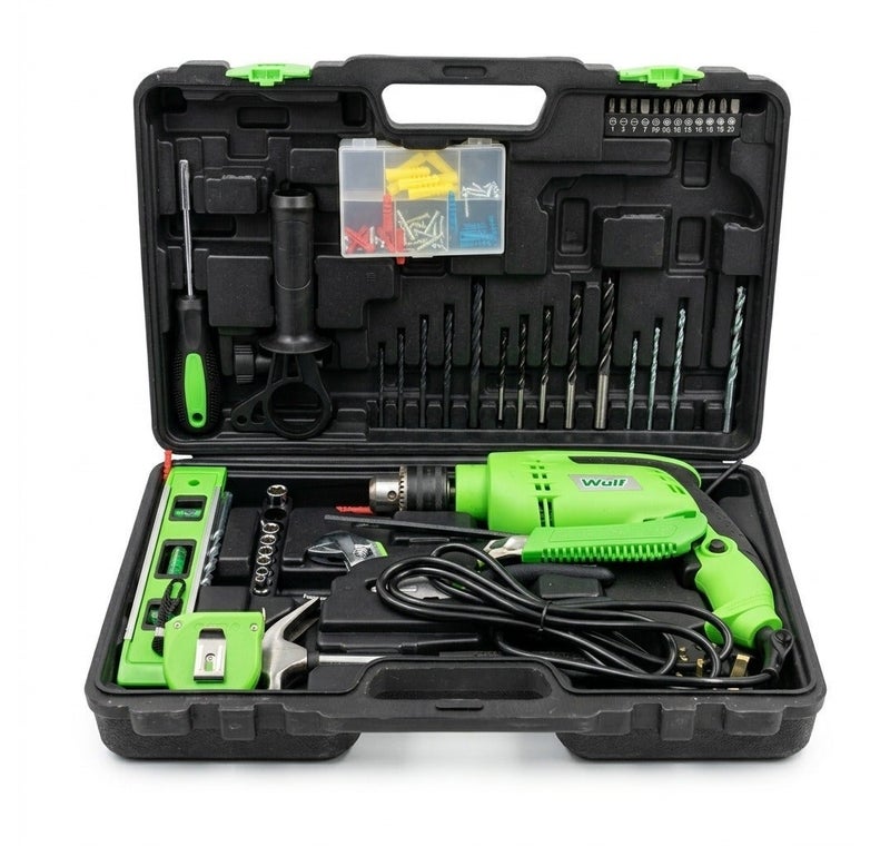 Wulf 105-Piece Power Tool Set with 650W Impact Drill, Hand Tools and Accessories in Heavy Duty Storage Case for Home Repair Construction Electrical DIY Workshop Applications - Image 3