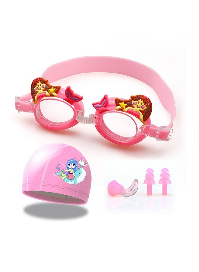 Geustos Kids Swim Goggles with Swimming Cap for Boys Girls Age 3-14 HD Swimming Goggle No Leaking and UV Protection with Nose Cover Connect Ear Plugs - Image 1