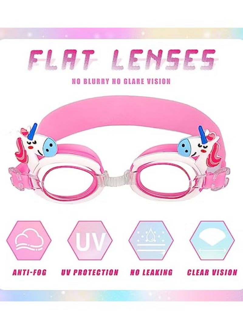 Geustos Kids Swim Goggles with Swimming Cap for Boys Girls Age 3-14 HD Swimming Goggle No Leaking and UV Protection with Nose Cover Connect Ear Plugs - Image 3