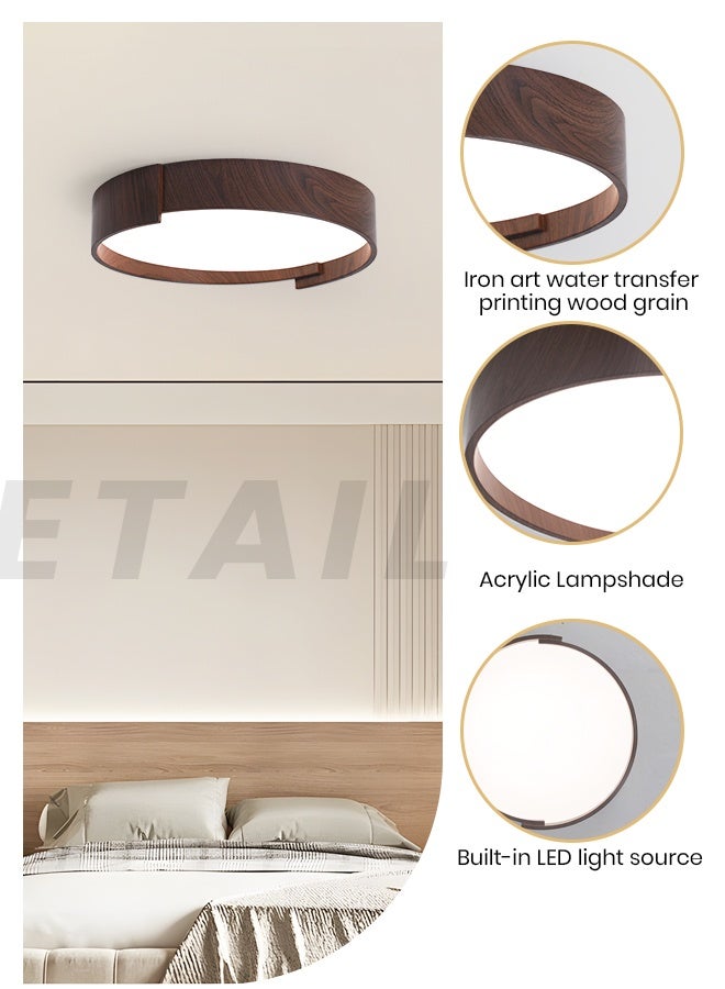 YATAI LIGHTING Modern Round LED Ceiling Light – Wood Finish, 48W, Remote Dimming, Modern Minimalist Ceiling Light for Bedroom & Living Room,50cm - Image 4