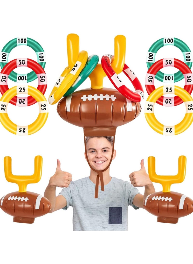 Inflatable Post Ring Toss Football Goal Post Ring Toss Game Include 2 Pieces Toss Post Hat 6 Pieces Ring Toss Goal Post for Boys Girls Football Party Games(2 Set) - Image 1