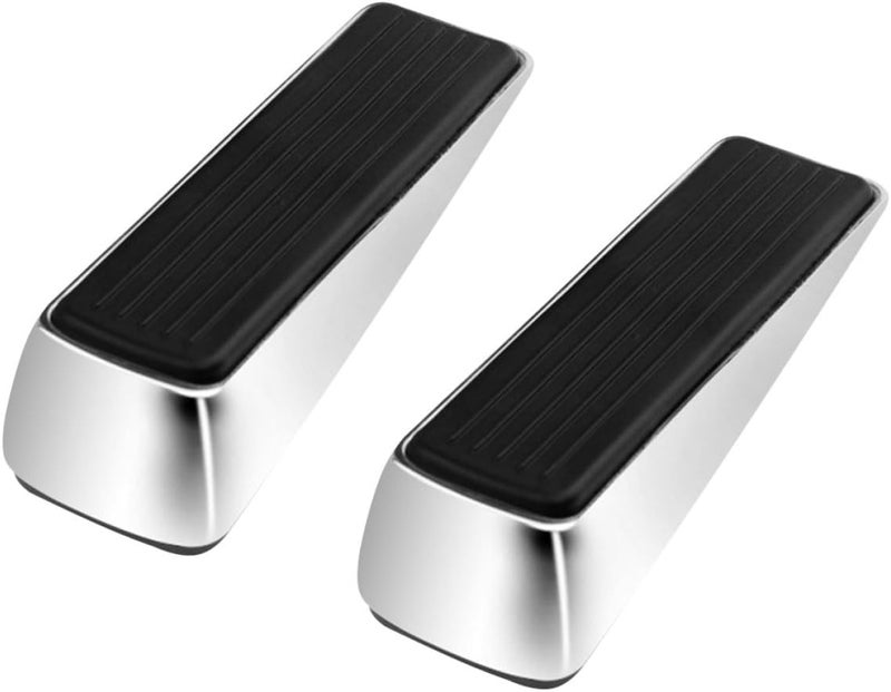 Zinc Alloy Door Stopper Wedge 2pcs Anti-Collision Wind-Proof Door Wedge for Home and Office Brushed Finish - Image 1