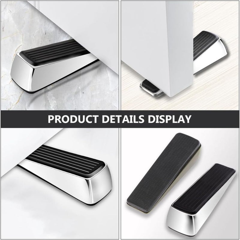 Zinc Alloy Door Stopper Wedge 2pcs Anti-Collision Wind-Proof Door Wedge for Home and Office Brushed Finish - Image 3