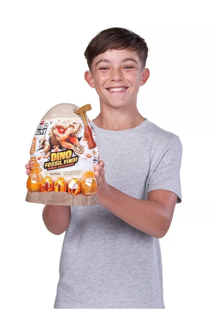 روبو ألايف مغامرة البحث عن حفريات العنبر من روبو ألايف من زورو - مجموعة حفر الديناصورات مع الوحل والرمل وأكثر من 20 مفاجأة - قم ببناء وجمع 4 ديناصورات متوهجة - لعبة STEM للأطفال للأولاد والبنات من سن 5 سنوات فما فوق - Image 4