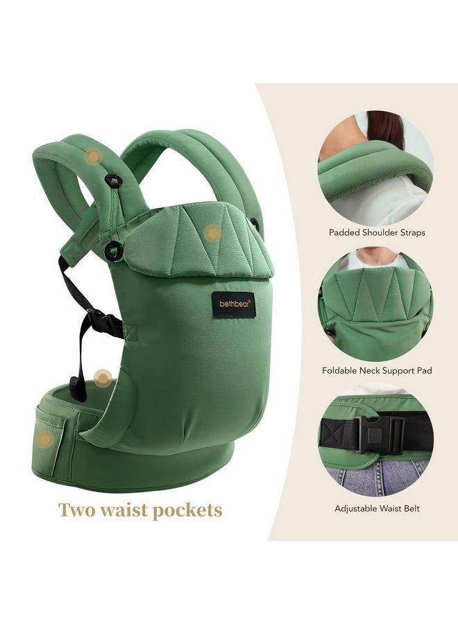BethBear Baby Carrier for Newborn to Toddler 7-45 lbs with Natural Material, Ergonomic Design,Versatile and Adjustable,Hands Free for Moms&Dads,Green - Image 2