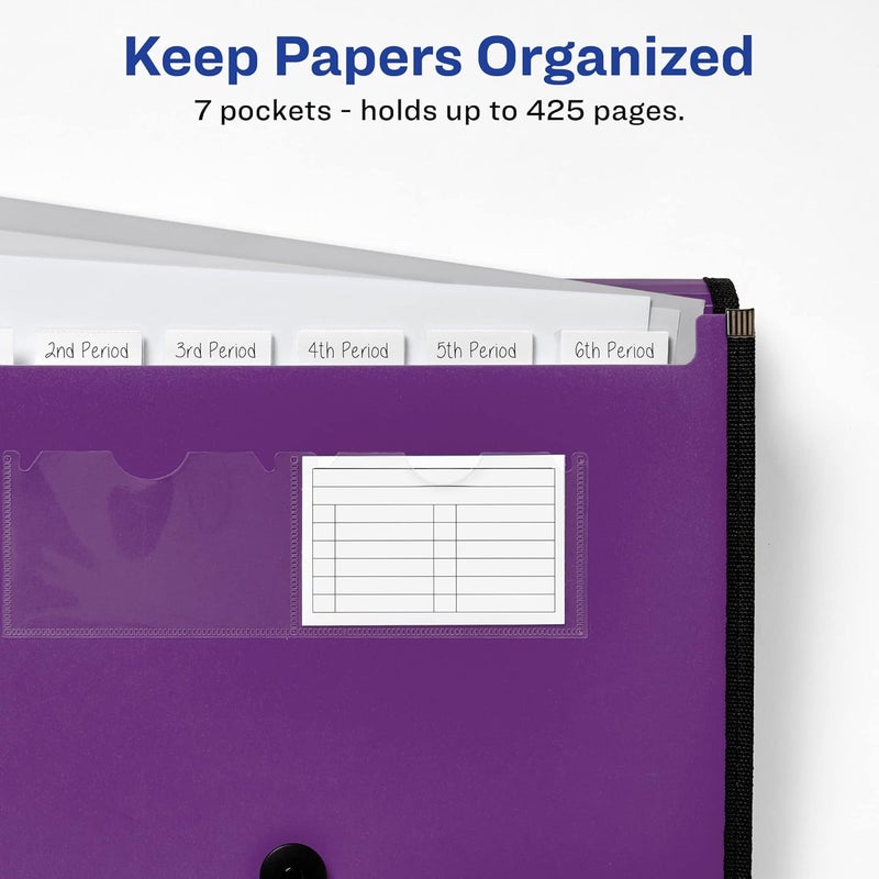 AVERY Expanding File Folder Organizer, 7-Pocket Accordion File Organizer, Plum, Holds 425 Letter/A4-Size Sheets (73552) - Image 5