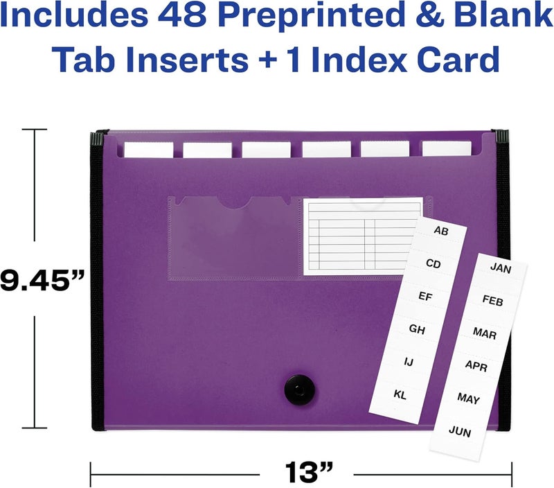AVERY Expanding File Folder Organizer, 7-Pocket Accordion File Organizer, Plum, Holds 425 Letter/A4-Size Sheets (73552) - Image 3