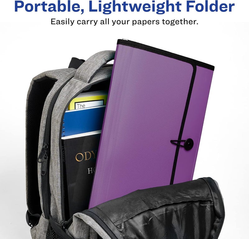AVERY Expanding File Folder Organizer, 7-Pocket Accordion File Organizer, Plum, Holds 425 Letter/A4-Size Sheets (73552) - Image 4