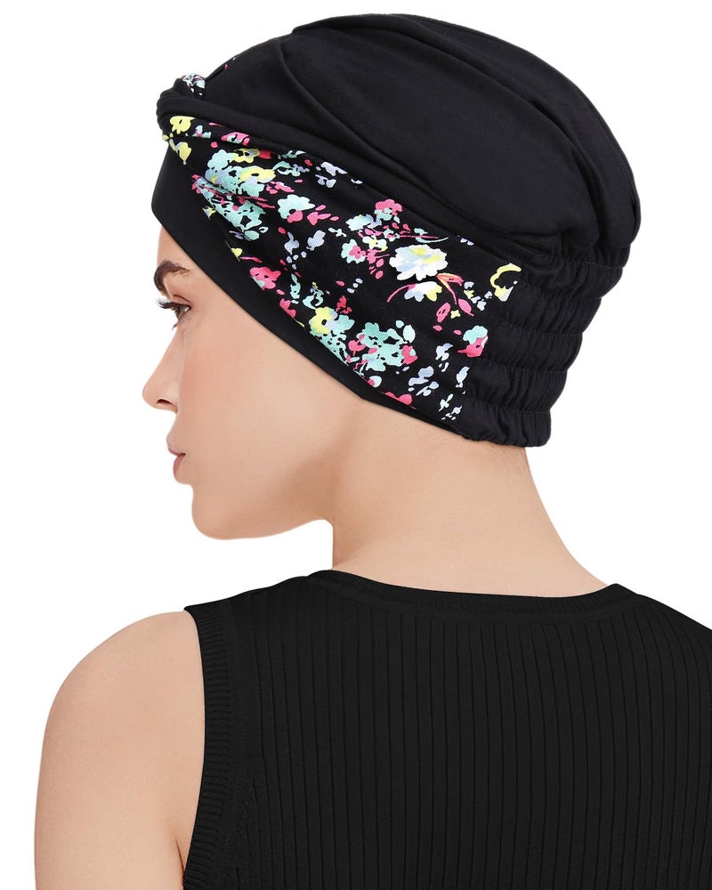 Awefeel Sleep Caps for Chemo Patients Floret Black - Image 5