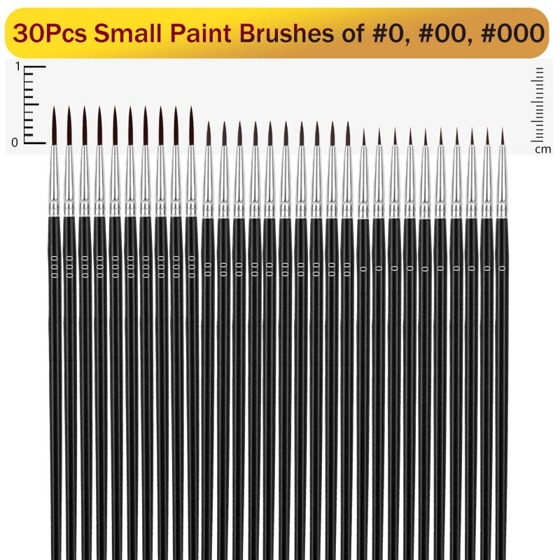 Anezus Tiny Detail Paint Brushes 30 Pcs Fine Paint Brushes Set with 3 Size #0#00#000 Liner Brush for Miniature 40k Model Crafts Watercolor Acrylics Oil - Image 3