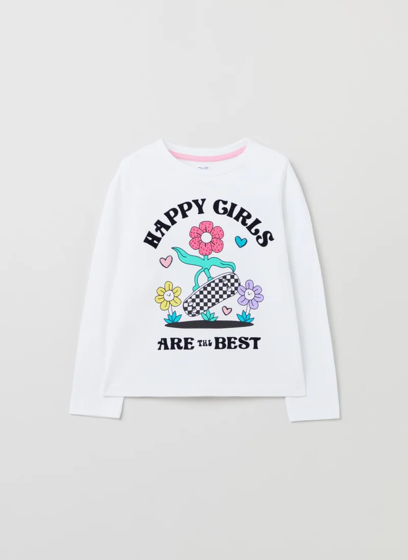 او في اس Long-sleeved T-shirt with print