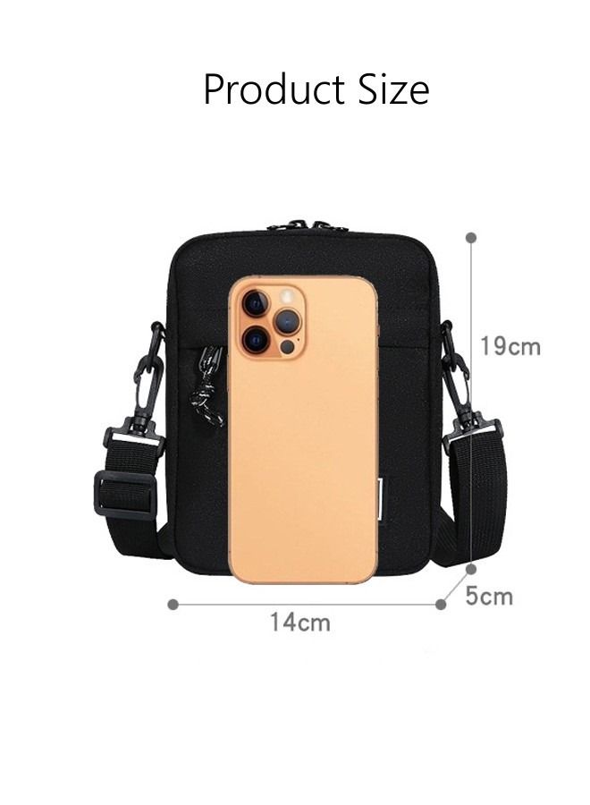 DUNISO Mens Crossbody Bag Shoulder Bag with Adjustable Strap and Top Handle Multi-layer Functional New Trends Fashion Handbag Black - Image 2