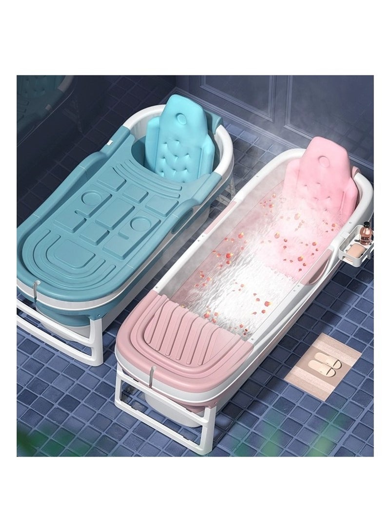 Adult Foldable Bathtub with Spacious Cushion and Space Saving Features in Blue - Image 5