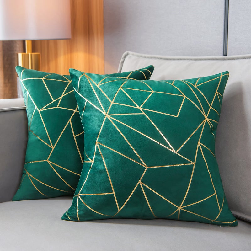 YONGLIU YONGLIU Throw Pillow Covers Velvet Decorative 2 Packs Ultra-Soft Cushion Case for Christmas Sofa Bedroom Car Living Room (Alpine Green  20""X20"")  - Image 1