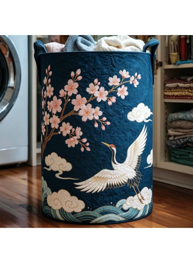This Spacious, Wide-Opening Storage Bin (16 X 22 Inches) Features A Plum-Blossom Quilted Design And Ample Capacity. Perfect For Organizing Blankets, Towels, Toys, And Miscellaneous Items, It Serves As An Essential Helper For The Bathroom Or Bedroom And Makes A Wonderful Gift For The Home. - Image 1