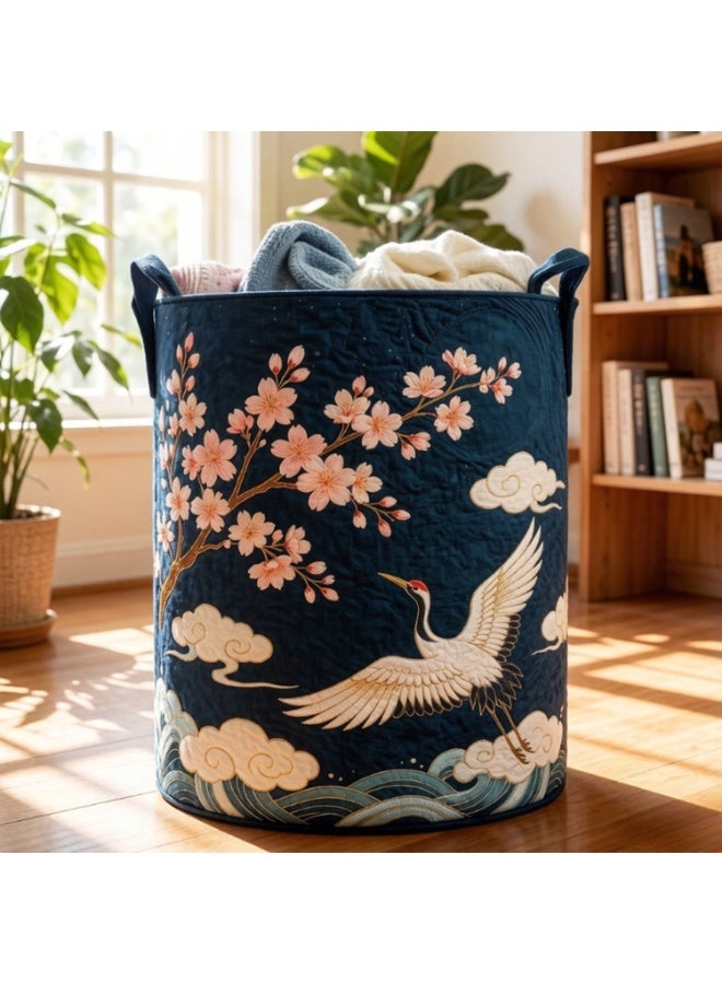 This Spacious, Wide-Opening Storage Bin (16 X 22 Inches) Features A Plum-Blossom Quilted Design And Ample Capacity. Perfect For Organizing Blankets, Towels, Toys, And Miscellaneous Items, It Serves As An Essential Helper For The Bathroom Or Bedroom And Makes A Wonderful Gift For The Home. - Image 3