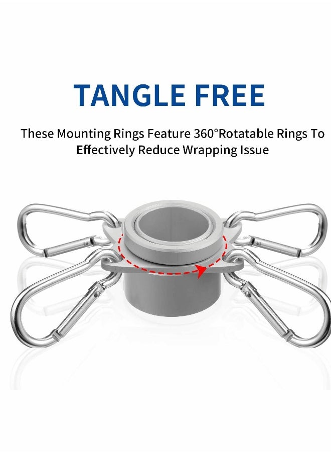 Generic Flag Pole Rings Aluminum Alloy Mounting Rings 360 Degree Rotating Flagpole Anti Wrap Flag Pole with Clip Hook for 1 Inch Diameter Flag Pole (Silver)  - Image 3