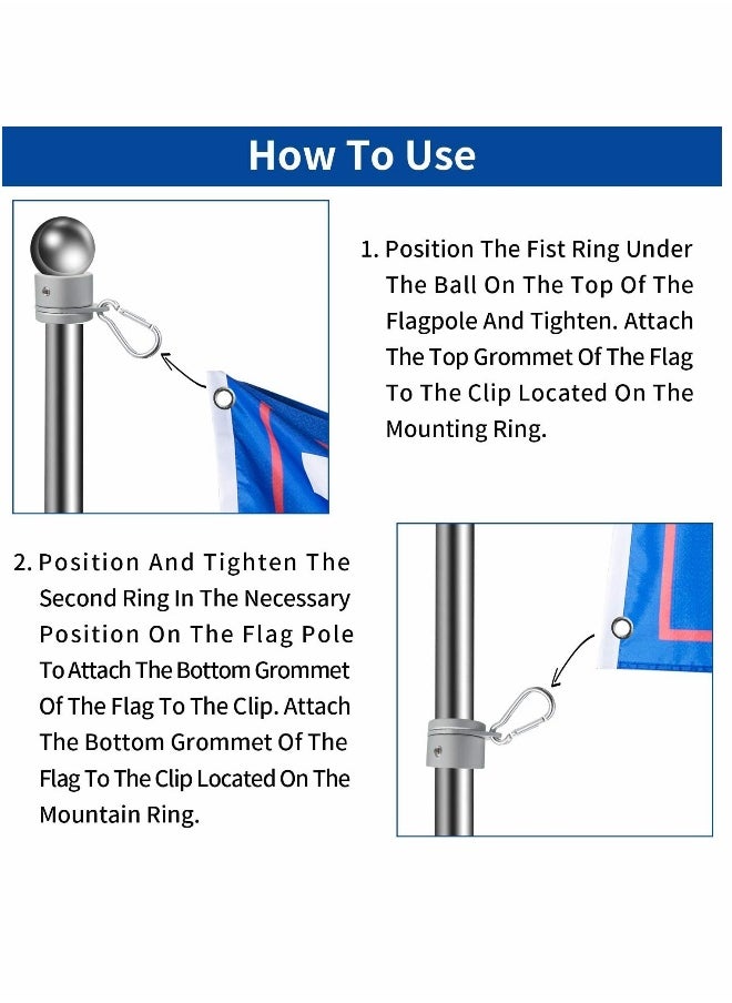 Generic Flag Pole Rings Aluminum Alloy Mounting Rings 360 Degree Rotating Flagpole Anti Wrap Flag Pole with Clip Hook for 1 Inch Diameter Flag Pole (Silver)  - Image 5