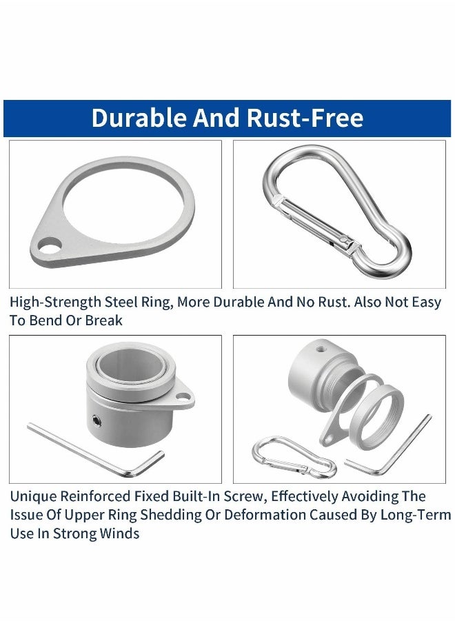 Generic Flag Pole Rings Aluminum Alloy Mounting Rings 360 Degree Rotating Flagpole Anti Wrap Flag Pole with Clip Hook for 1 Inch Diameter Flag Pole (Silver)  - Image 2