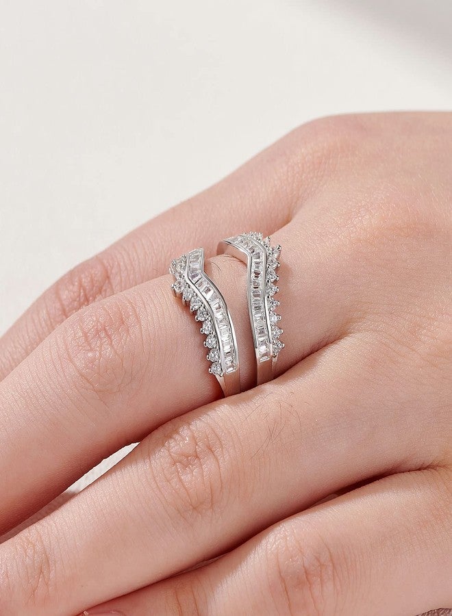 نيو شي جولري خاتم زفاف منحني من نيوشي للمجوهرات، مرصع بالزركونيا المكعبة، خواتم خطوبة من الفضة الإسترليني عيار 925، مقاس 7 - Image 4