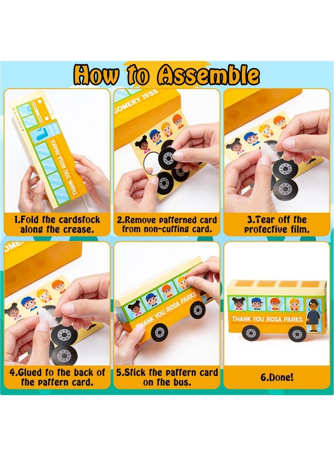 WATINC Black History Month Bus Craft Kits - 24Pcs Rosa Parks Bus Black African American DIY Craft Kit, Holiday Celebration Party Favors Supplies Home School Fun Art Activities Gifts for Kids - Image 3